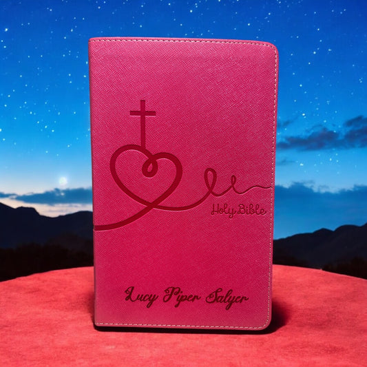 NIV Bible for Kids – Custom Engraved Pink Leathersoft™ Bible