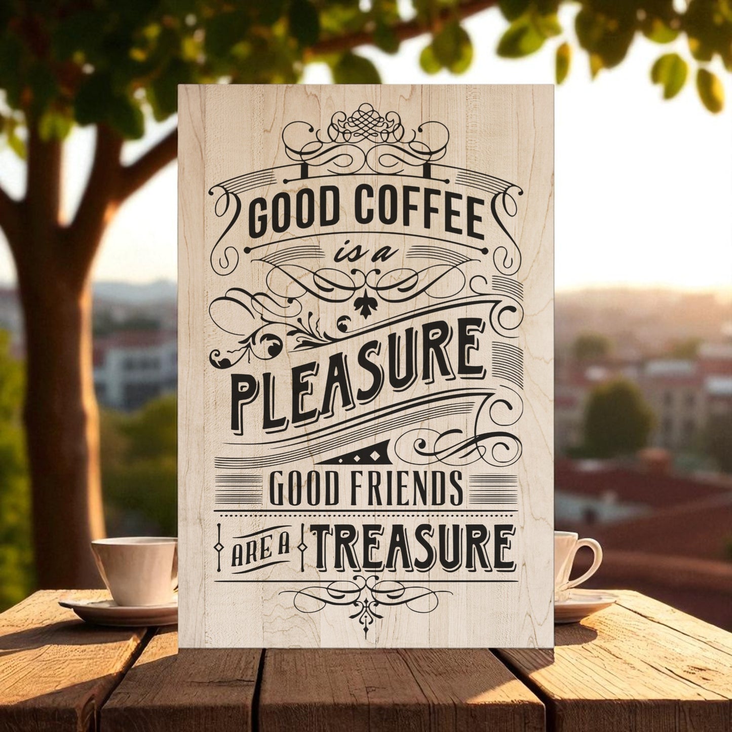 Friendship sign with good coffee good friends quote