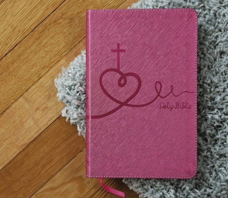 Open NIV Kids Bible showing words of Jesus in red