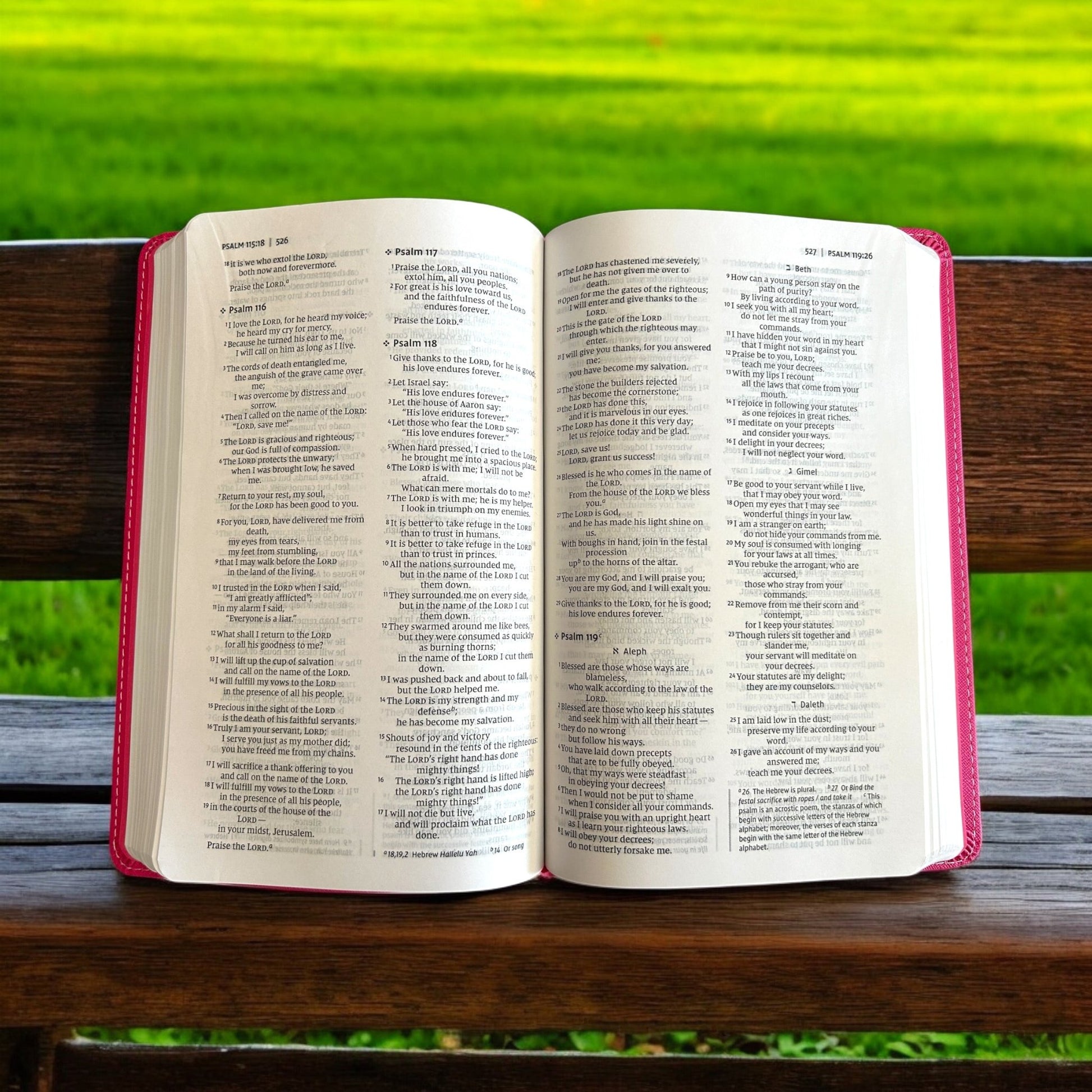 NIV Bible for kids with pink Leathersoft™ cover and name engraved