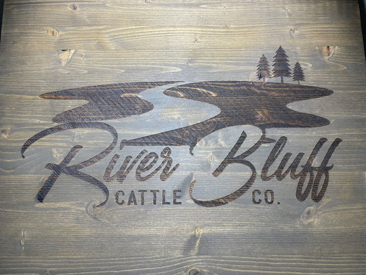 Custom engraved cattle company sign with personalized farm logo