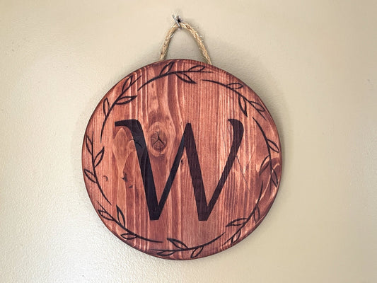 Circle Rustic Last Name Letter Sign round signs Weaver Custom Engravings