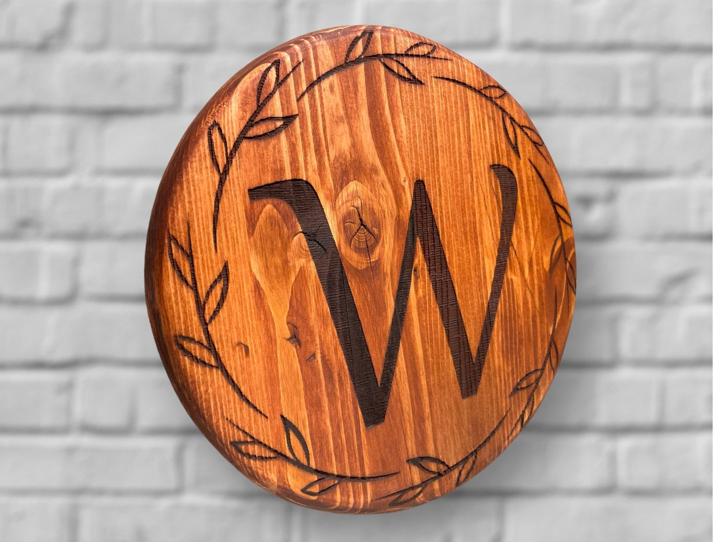 Circle Rustic Last Name Letter Sign round signs Weaver Custom Engravings