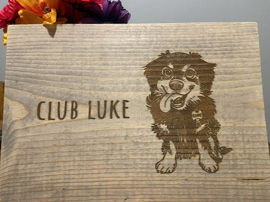 Custom "Puppy Name" engraved wood sign for dog lovers.