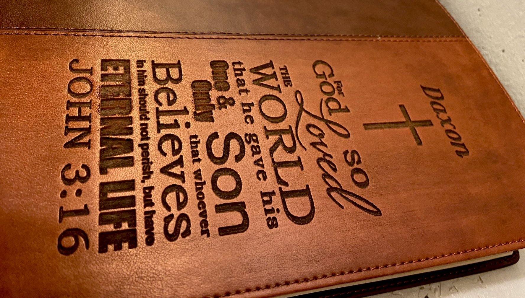 "For God So Loved The World" KJV Custom Bible  Weaver Custom Engravings