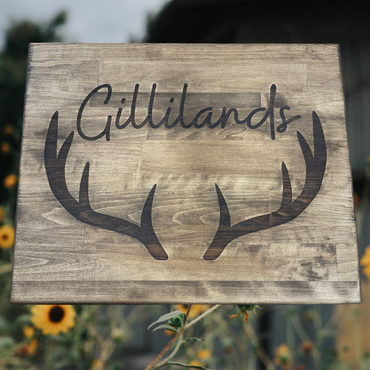 Custom "Elk Antlers With Name" Sign Signs Weaver Custom Engravings