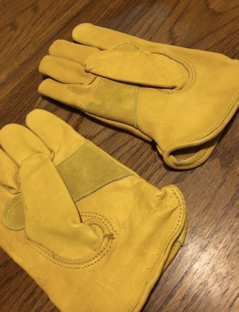 Personalized leather work gloves for Dad, engraved with name or clipart