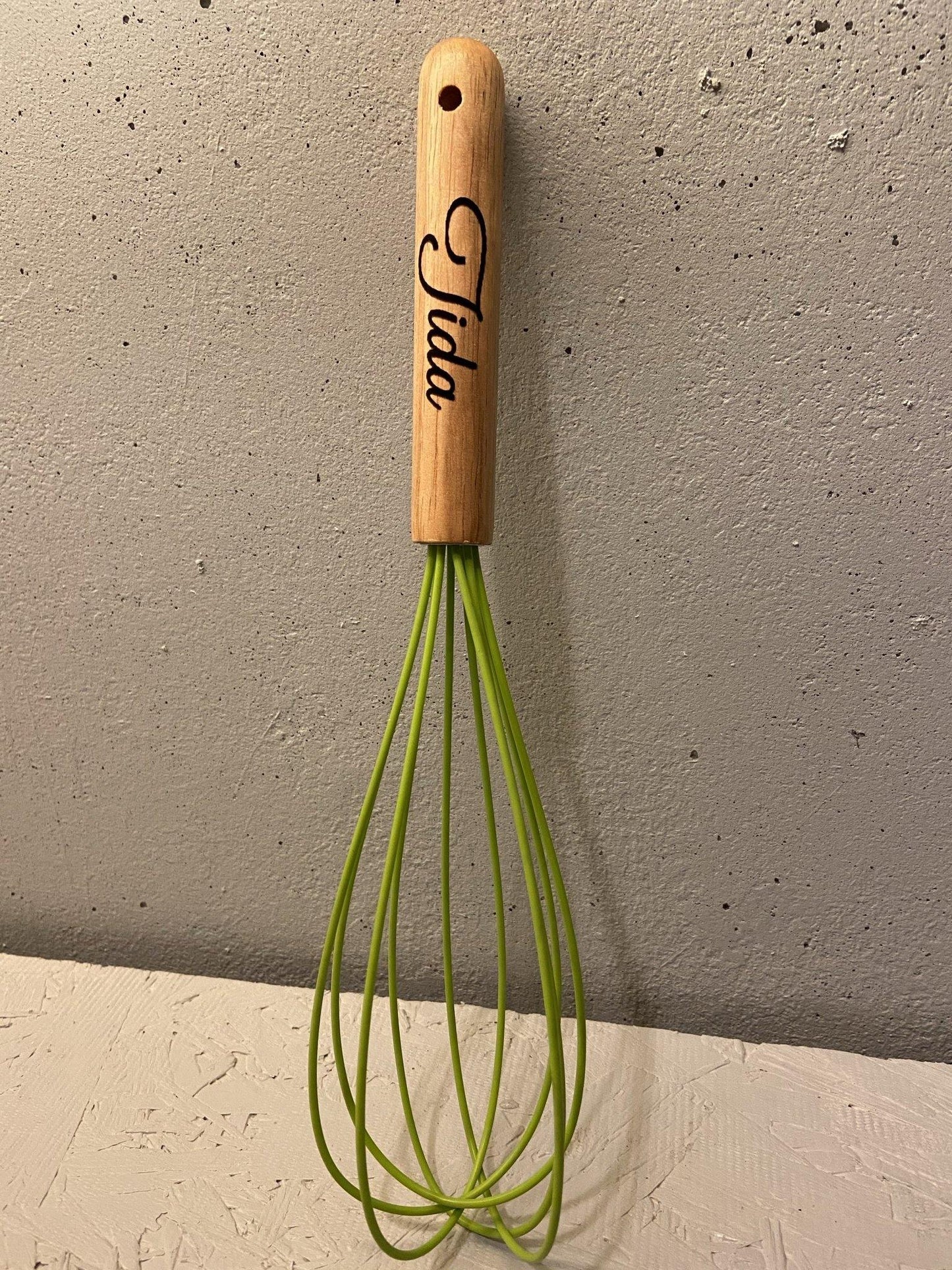 Engraved bamboo whisk for culinary professionals and hobbyists