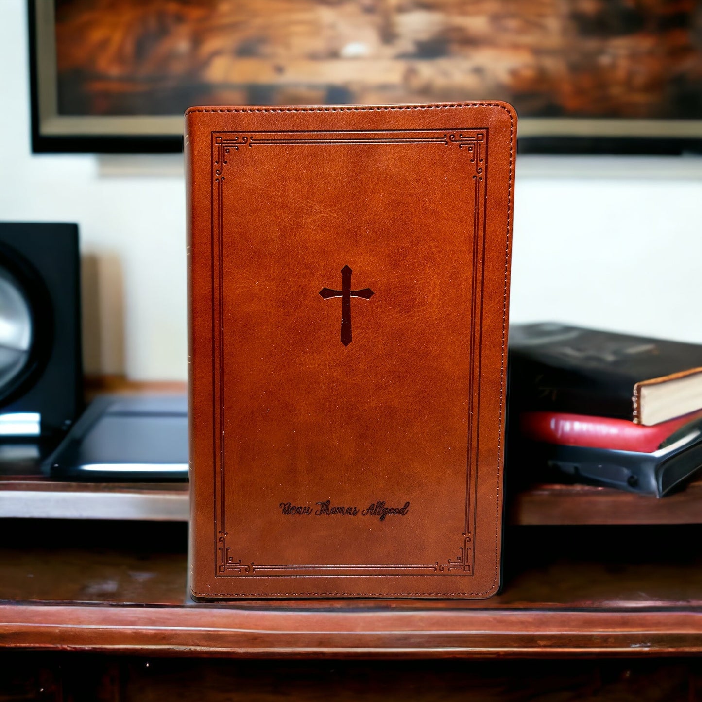 Custom engraved NKJV Bible with name and favorite verse