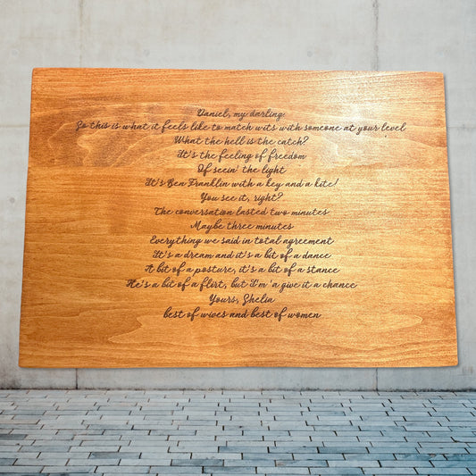 "Custom Poem From Vows" Custom Wood Sign Signs Weaver Custom Engravings