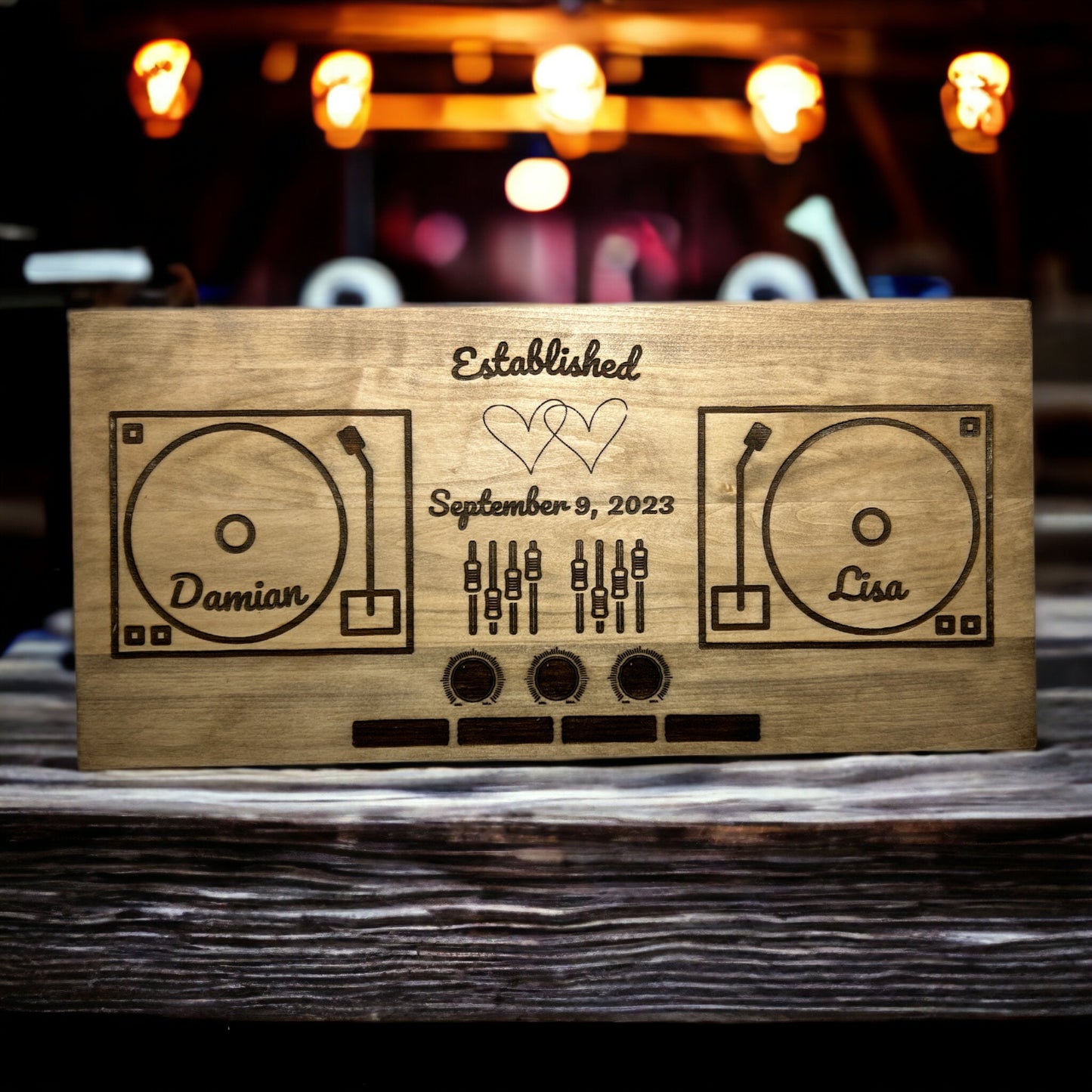 "DJ Turntable Wedding" Custom Sign Signs Weaver Custom Engravings