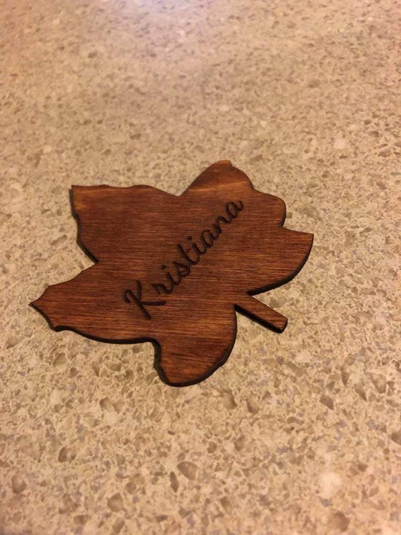 Fall Leaf Wood Pieces  Weaver Custom Engravings Stained  