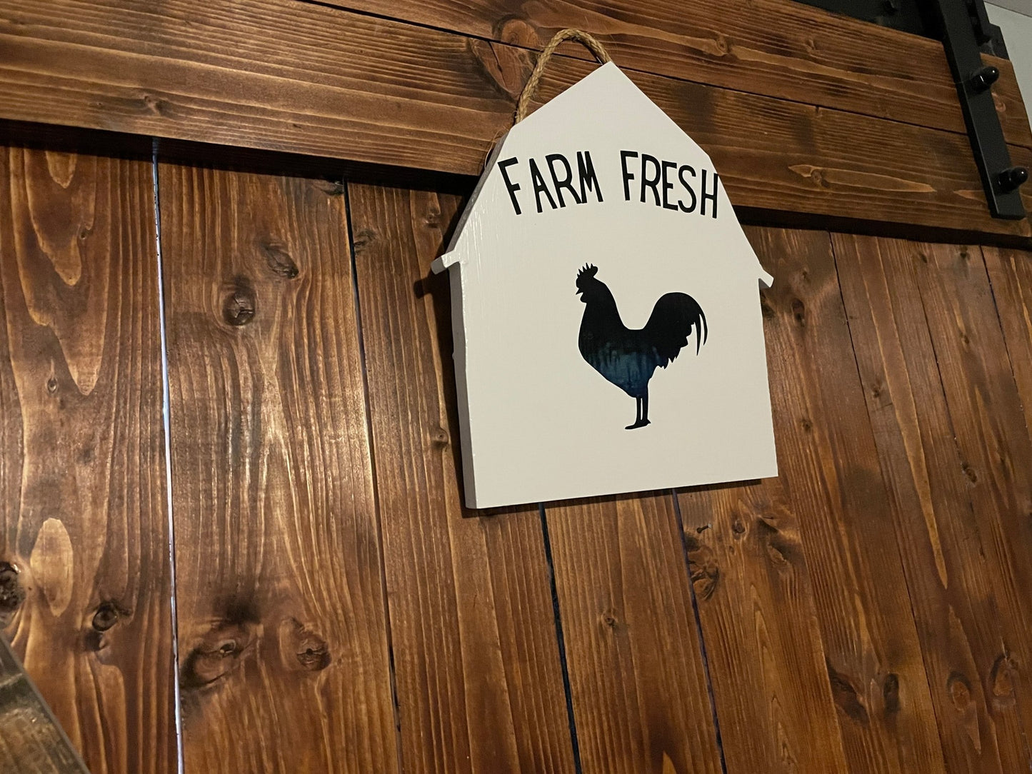 Farm Fresh Rooster Barn Shape Sign Weaver Custom Engravings