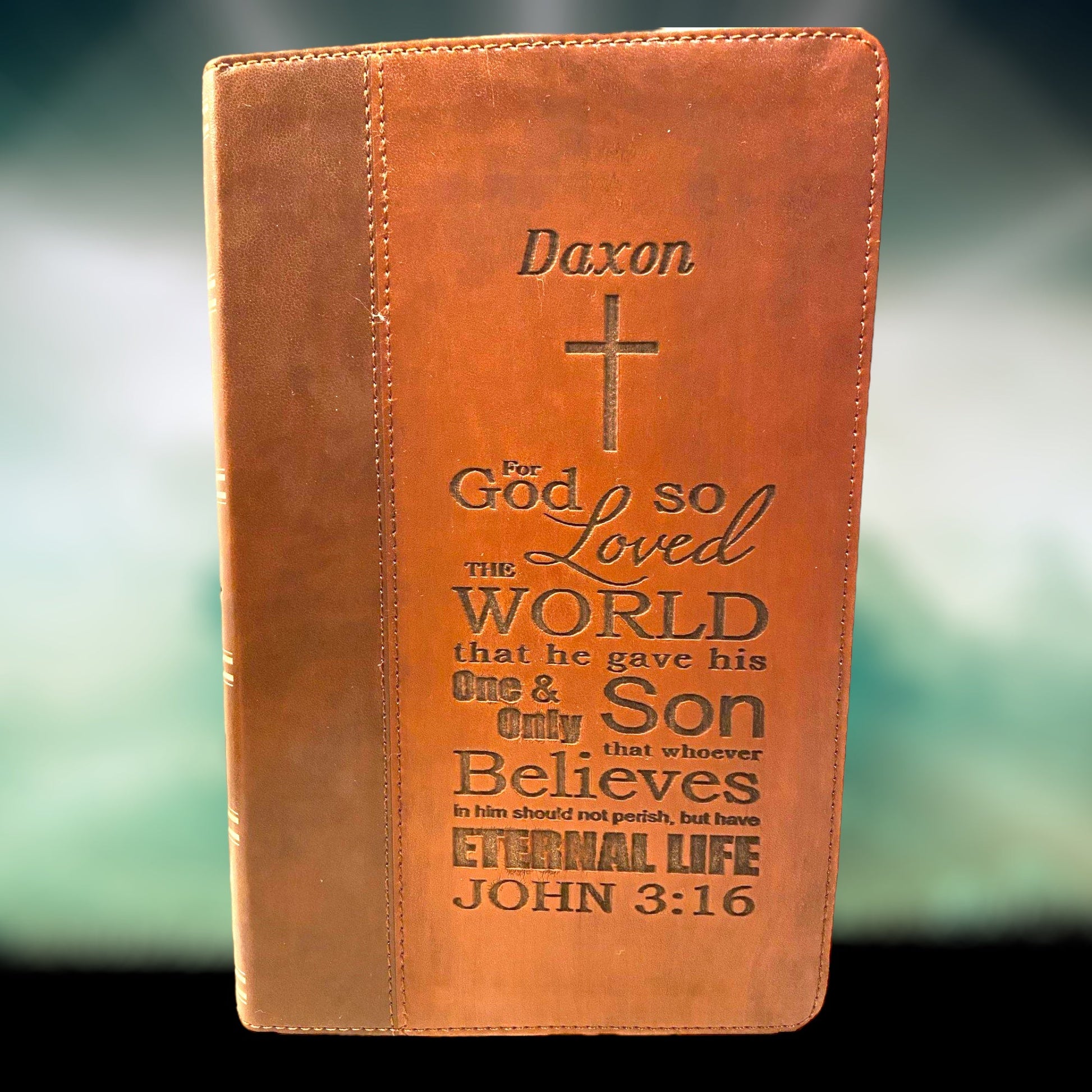 "For God So Loved The World" KJV Custom Bible  Weaver Custom Engravings