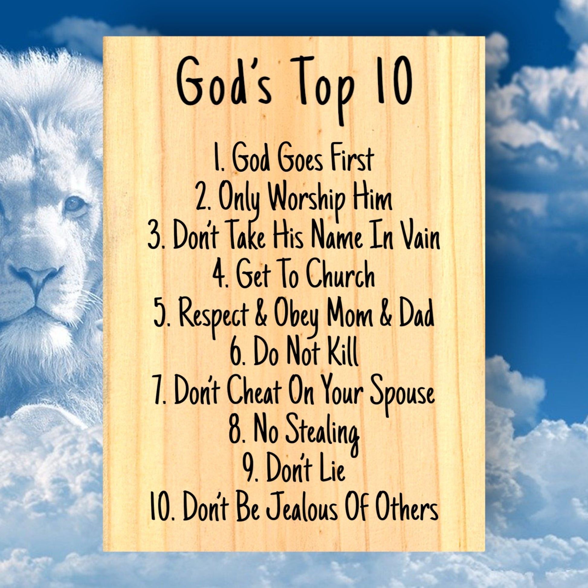 God's Top 10 Rules Signs Weaver Custom Engravings   Custom Engraved Wood Sign - Personalized "God's Top 10 Rules" & More
