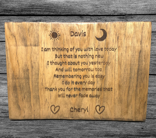 Custom engraved wood sign with personalized poem