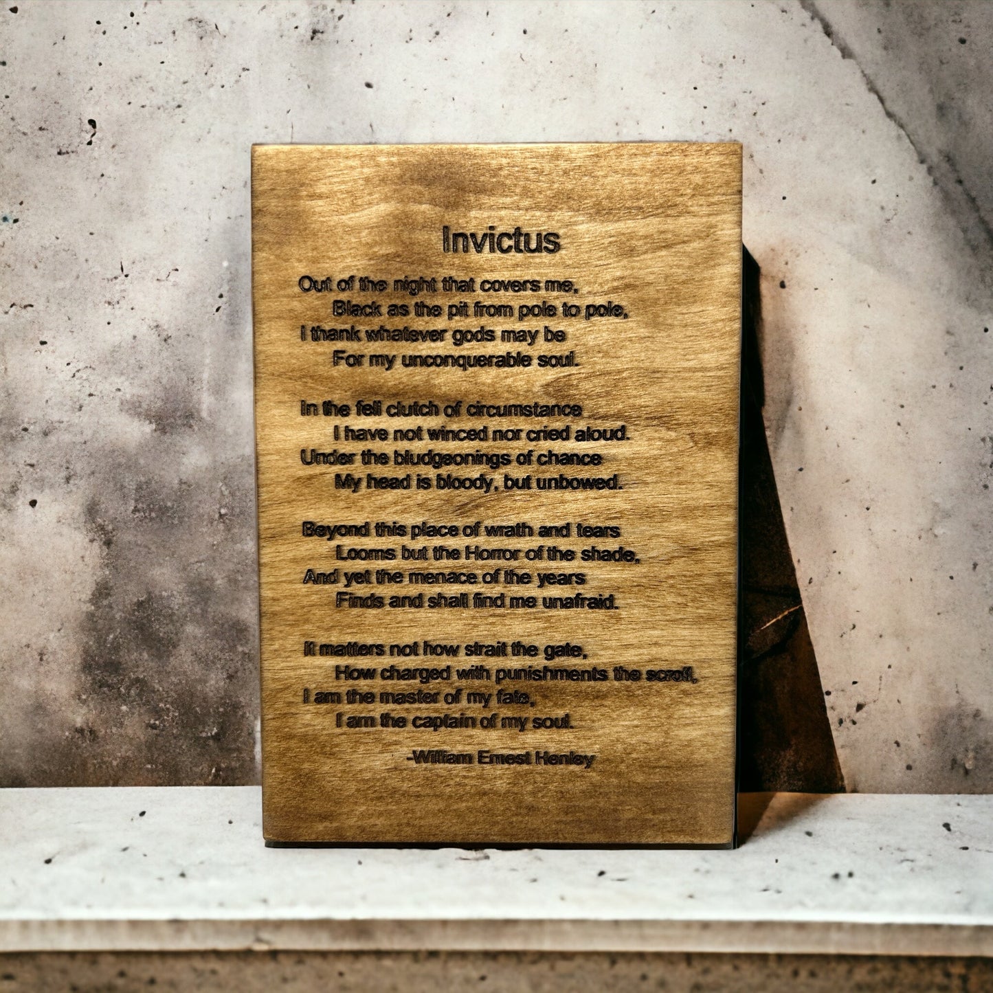 "Invictus Poem" Custom Wood Sign Signs Weaver Custom Engravings