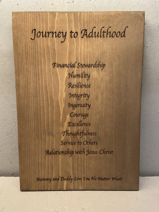 "Journey To Adulthood" Personalized Sign Signs Weaver Custom Engravings Default Title
