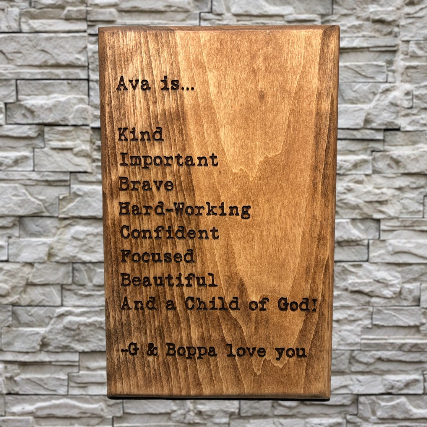 "Kind, Important, Brave" Custom Sign Signs Weaver Custom Engravings