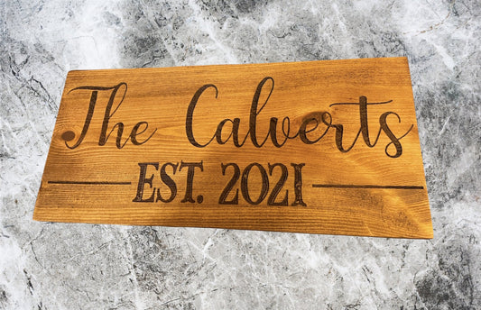 "Last Name Wedding Gift" Custom Sign Signs Weaver Custom Engravings