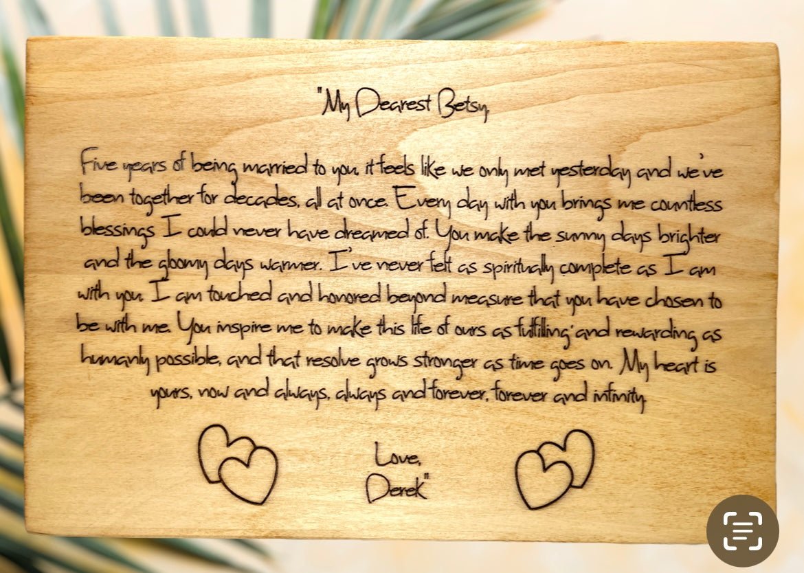 "Love Letter" Custom Sign Signs Weaver Custom Engravings