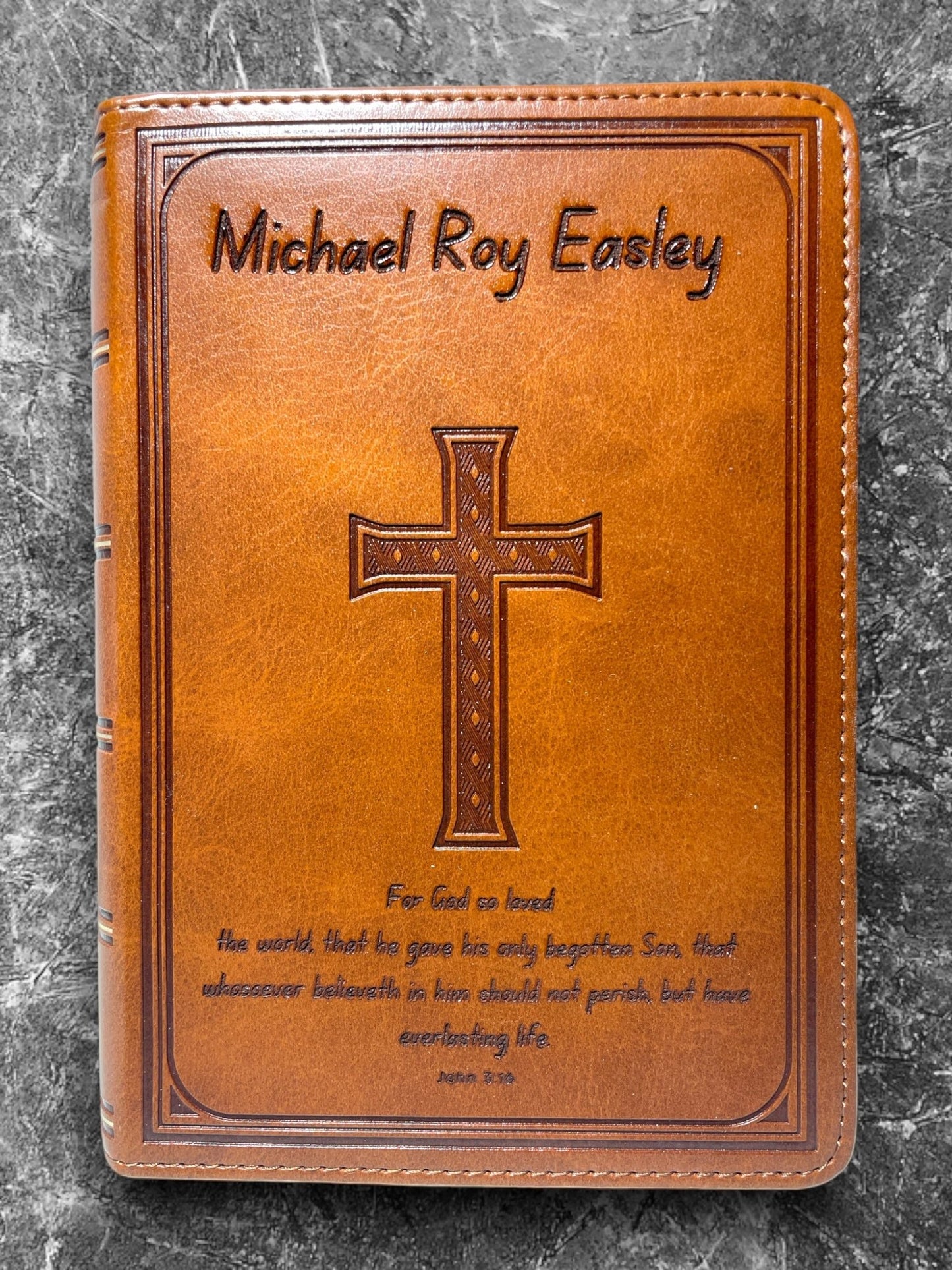 Personalized Leather Bible bible Weaver Custom Engravings Personalized John 3:16 leather Bible