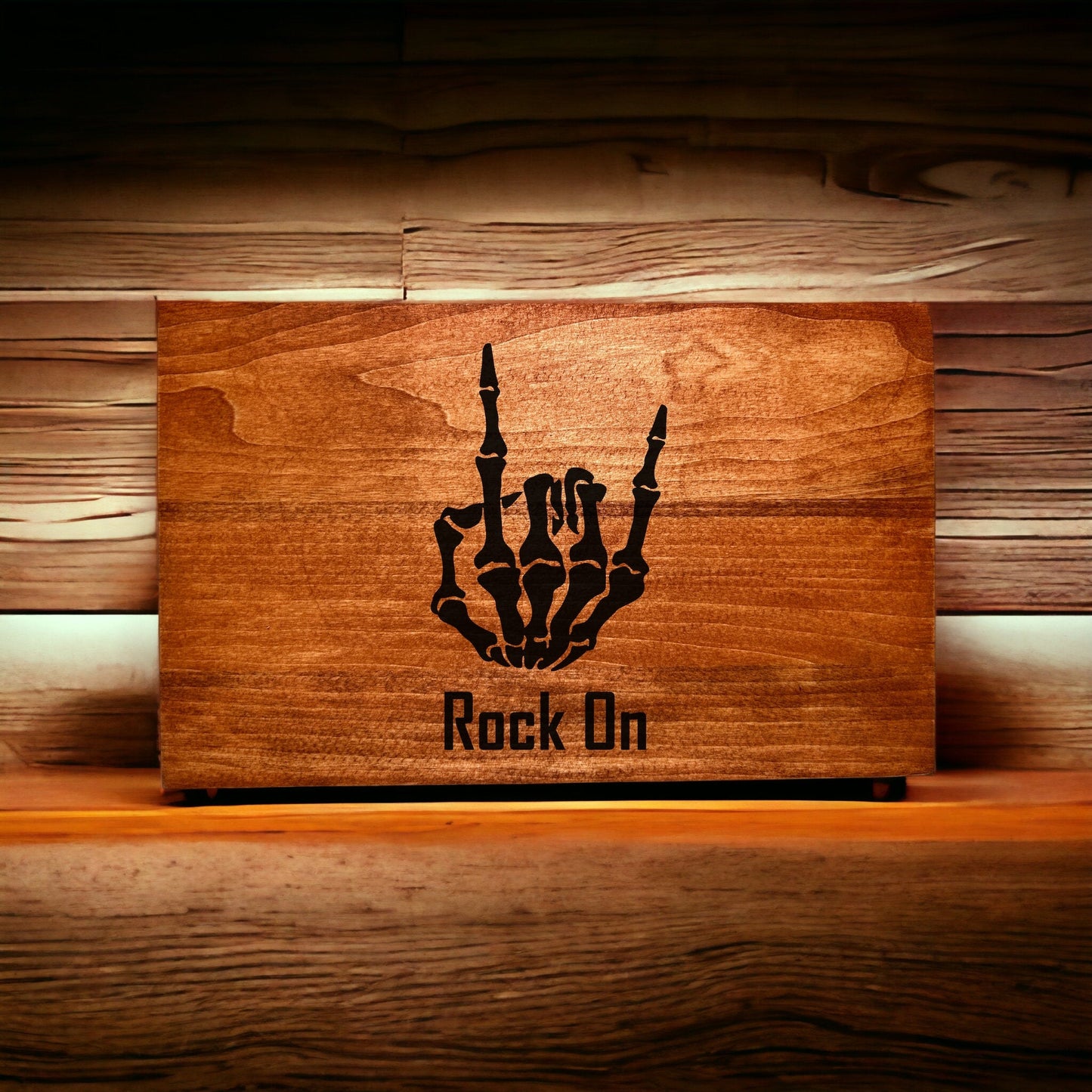 "Rock On" Custom Wood Sign Signs Weaver Custom Engravings