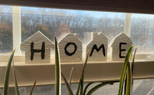 Set Of Wood Houses Spelling HOME Wood Decor Weaver Custom Engravings