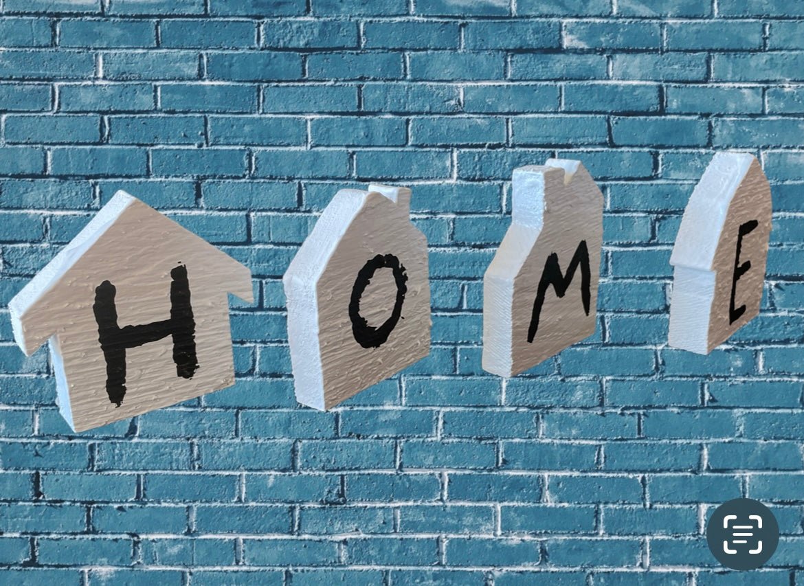 Set Of Wood Houses Spelling HOME Wood Decor Weaver Custom Engravings