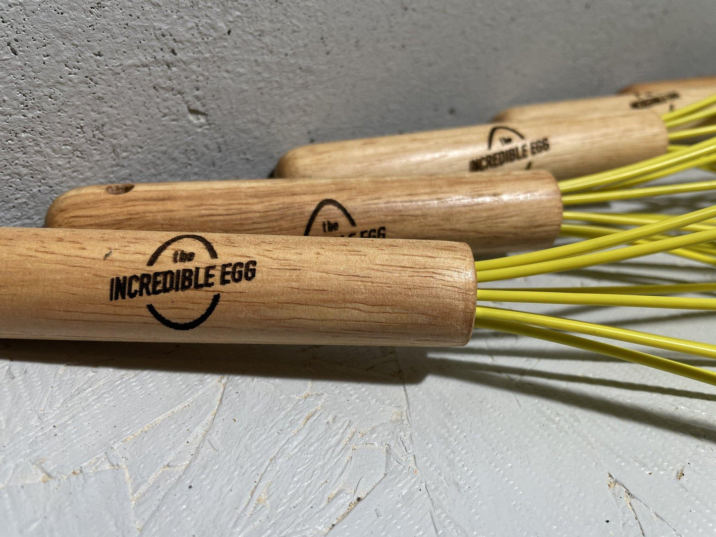 Cooking whisk with custom name engraving on the wooden grip