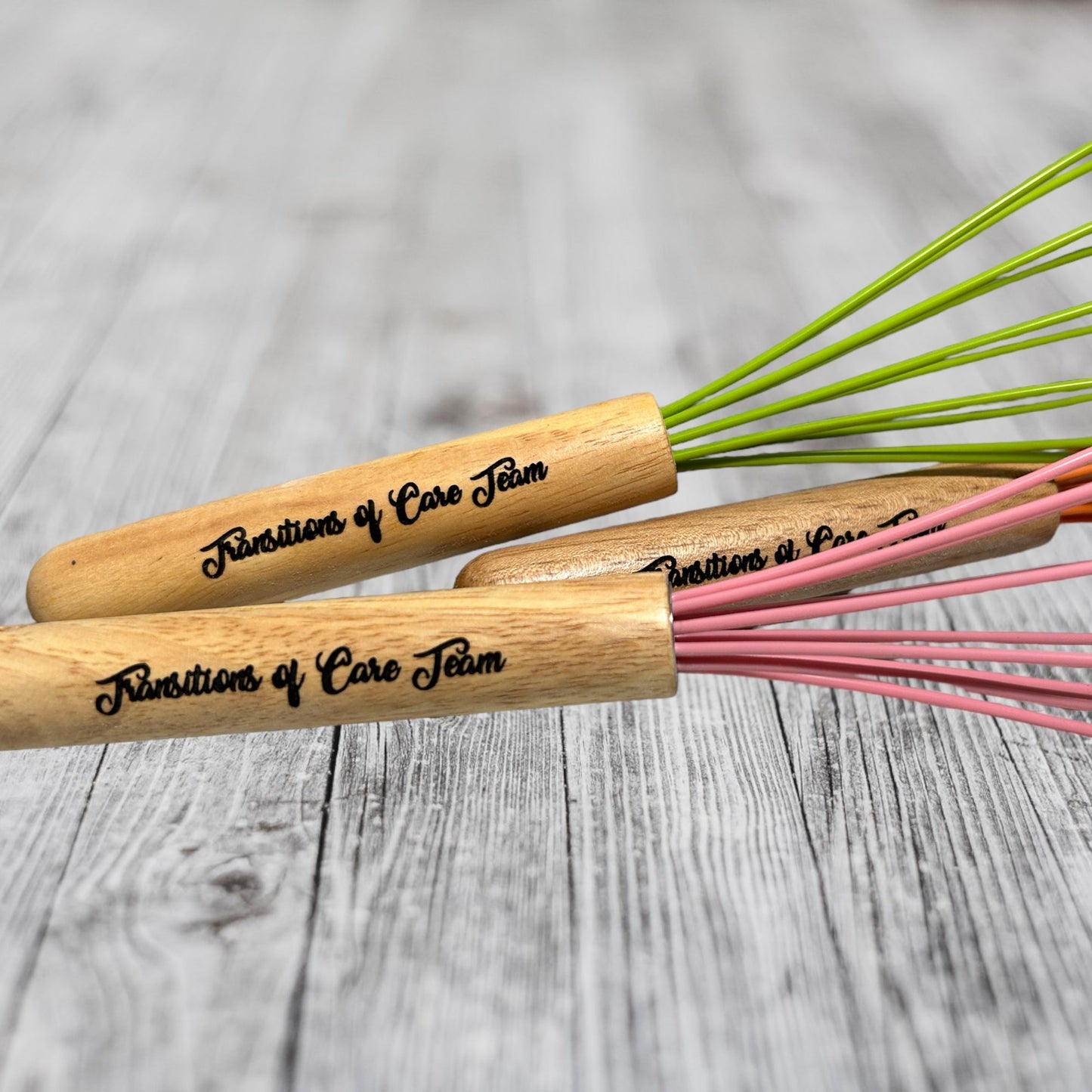 Custom engraved whisk handle with name and baking message