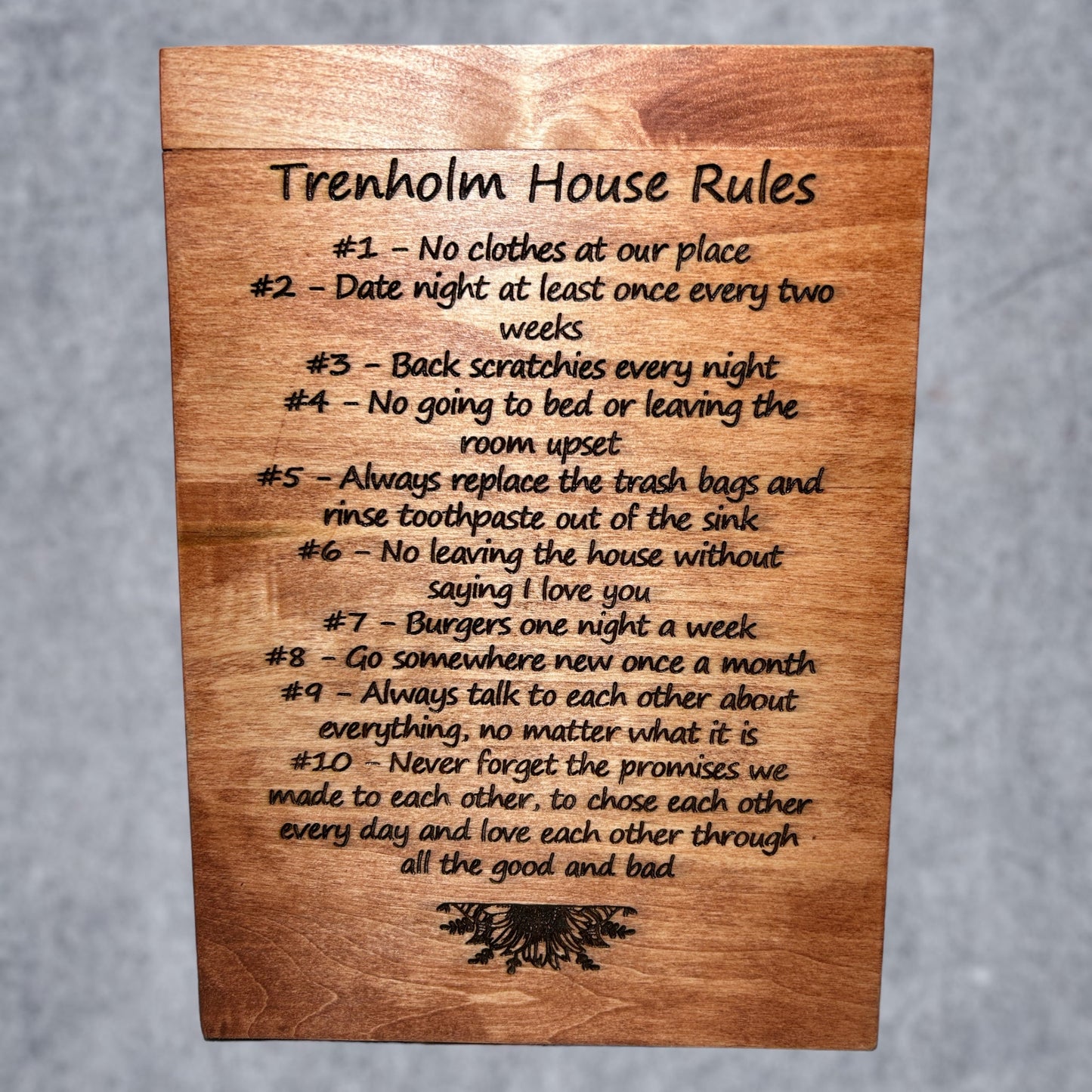 "Unique House Rules" Custom Wood Sign Signs Weaver Custom Engravings