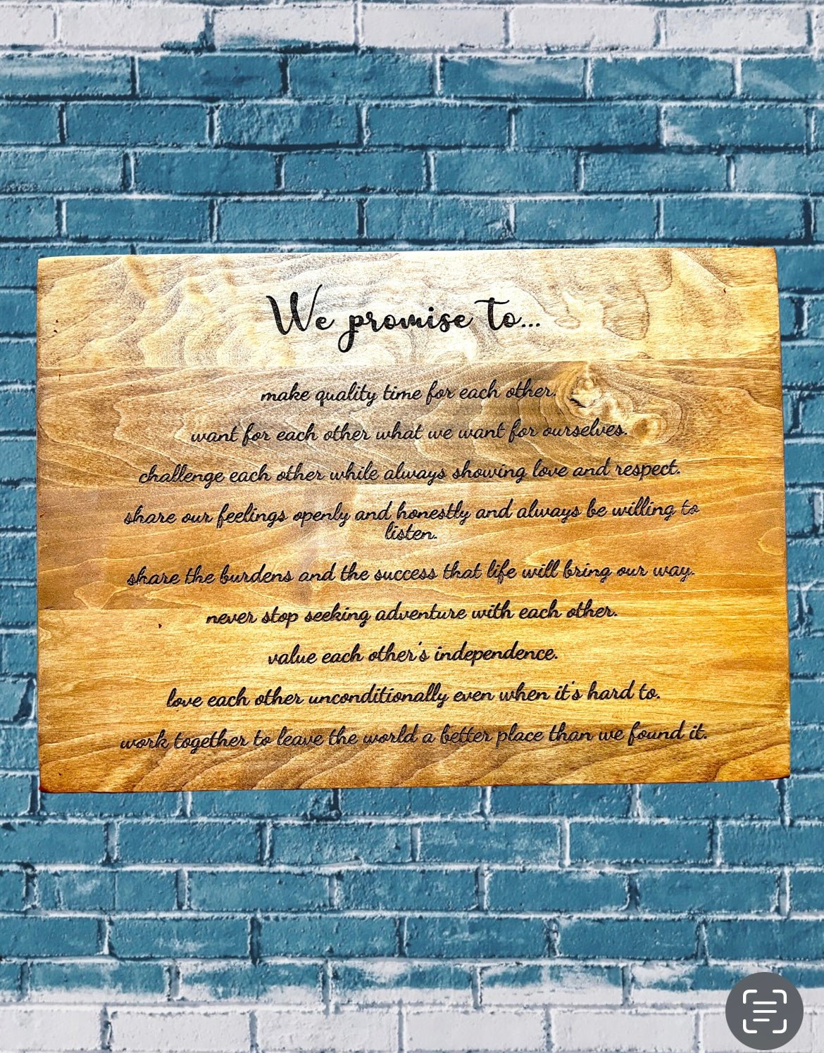 "We Promise To..." Custom Wedding Vows Sign Signs Weaver Custom Engravings