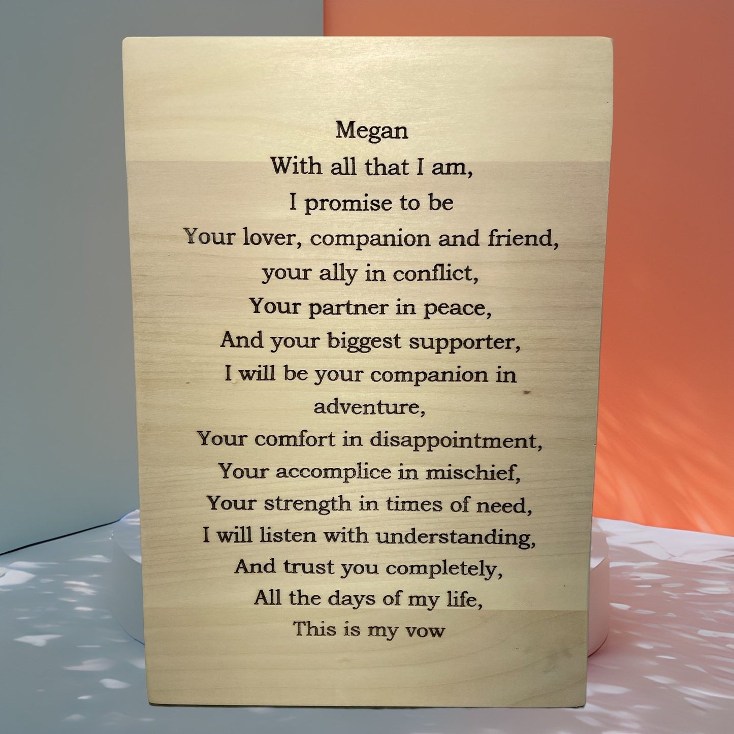 "Wedding Vows" Custom Sign Signs Weaver Custom Engravings