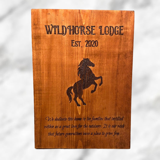 "Wild Horse Lodge" Custom Sign Signs Weaver Custom Engravings