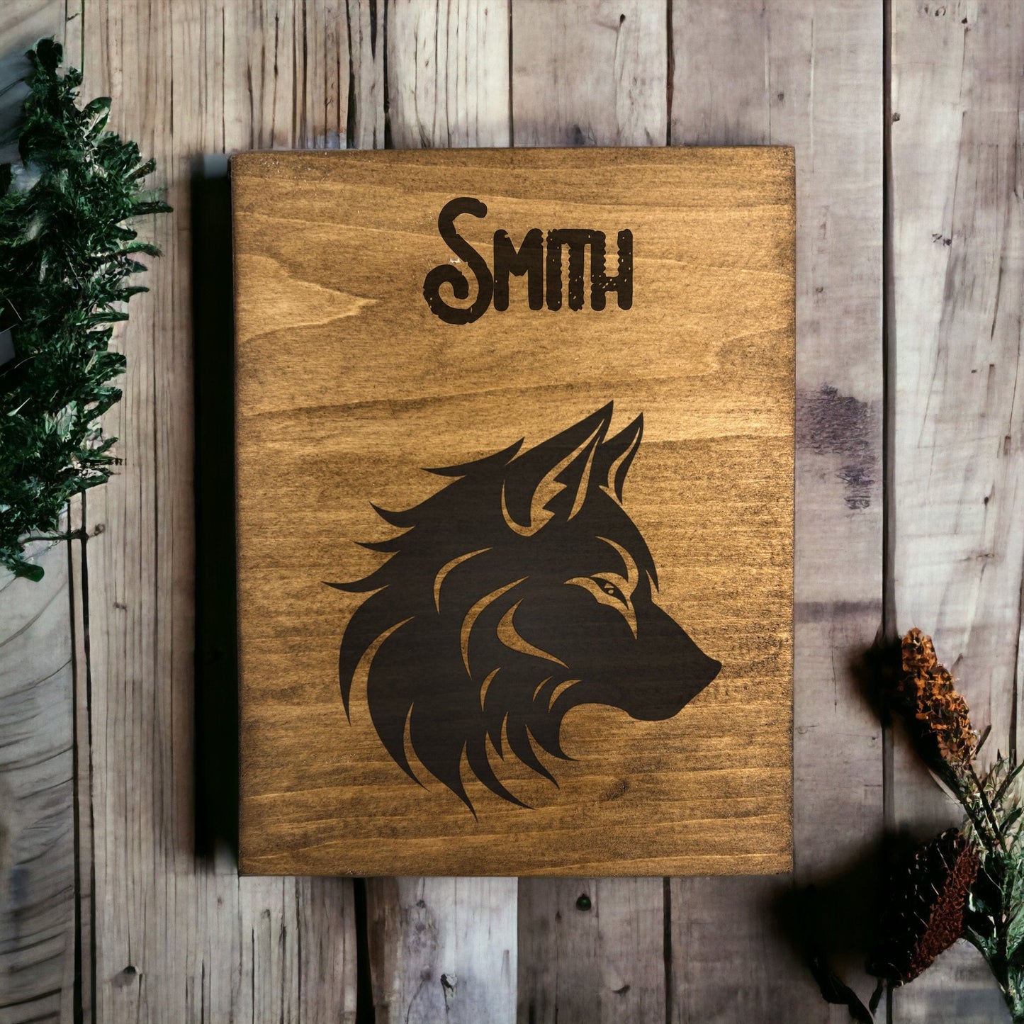 "Wolf & Last Name" Wall Art Signs Weaver Custom Engravings