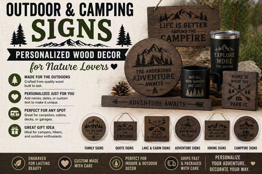 Outdoor & Camping Signs: Personalized Wood Decor for Nature Lovers