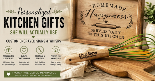 Personalized Kitchen Gifts: Custom Engraved Signs and Whisks She Will Actually Use