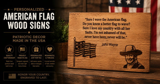 Personalized American Flag Wood Signs: Patriotic Decor Made in the USA