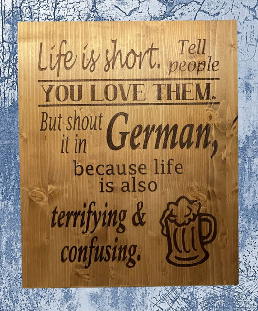 Funny Engraved German Themed Wood Signs - Weaver Custom Engravings