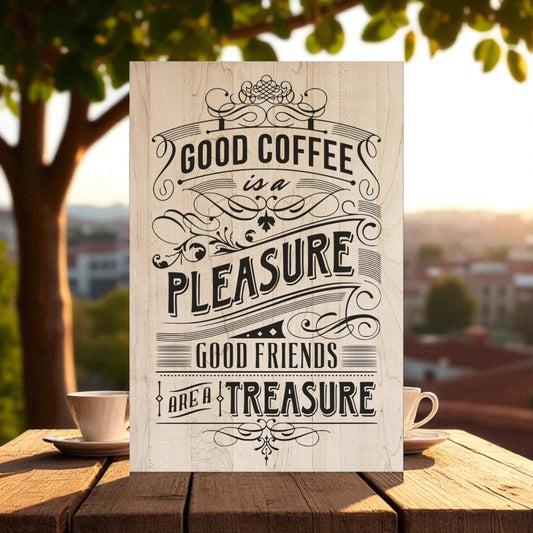 Good Friends and Coffee custom wood sign from Weaver Custom Engravings