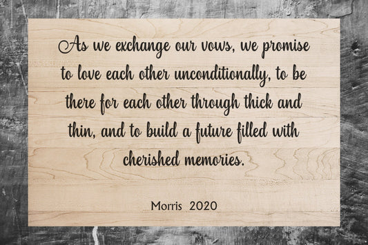 Vows Exchange Wedding Sign Idea - Weaver Custom Engravings