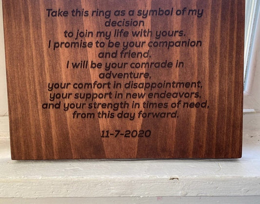 Wedding Vows Engraved On Wood - Weaver Custom Engravings