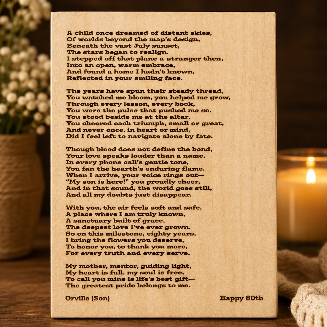 80th Birthday Gift for Mom Custom Sign