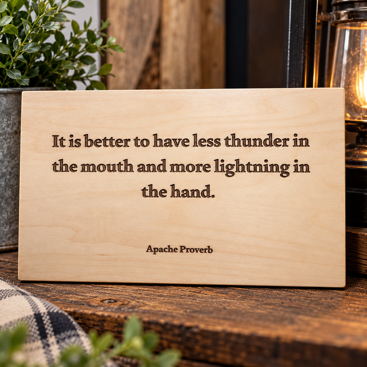 Custom Apache Proverb Wood Sign