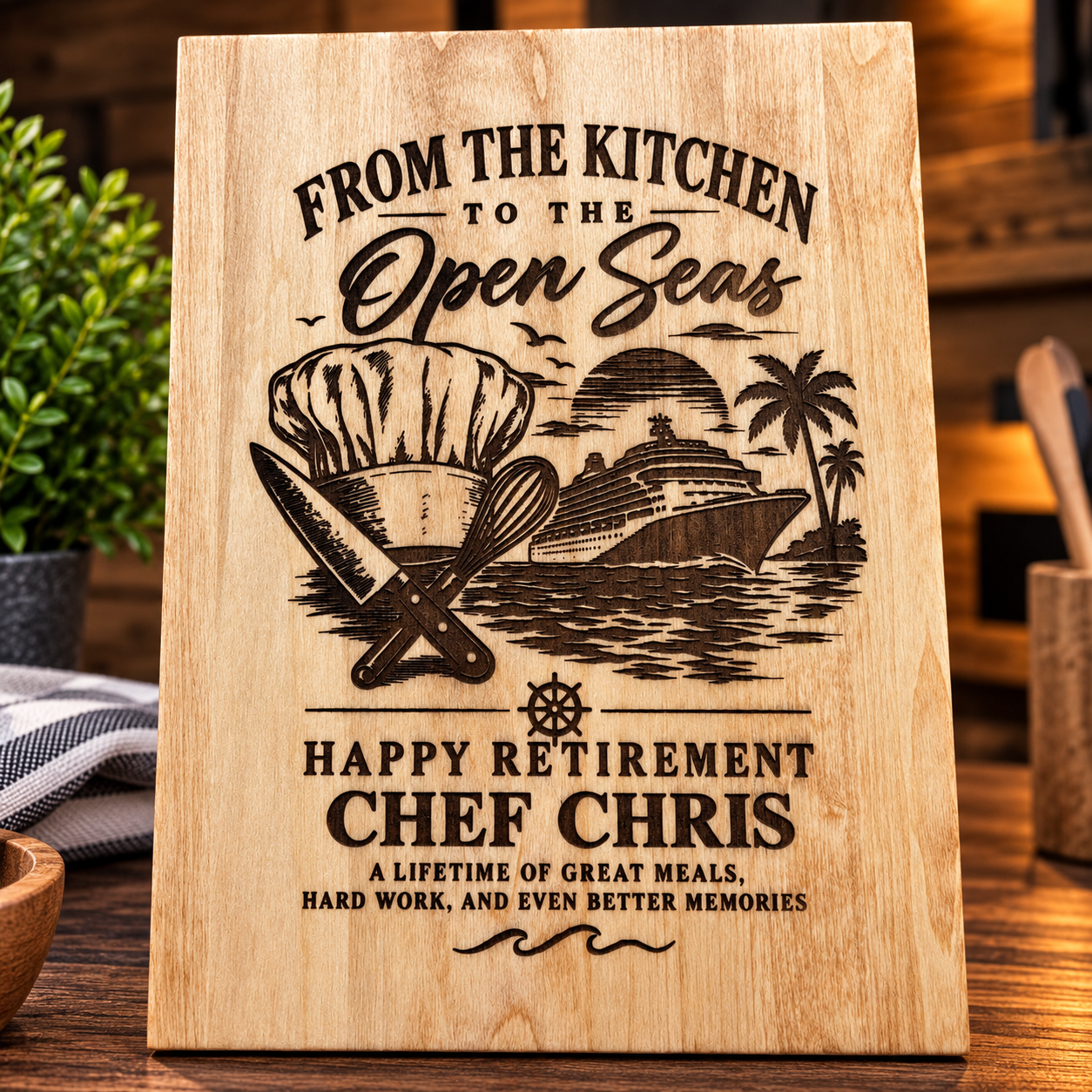 From the Kitchen to the Open Seas Chef Retirement Sign