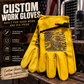 Custom leather trucker gloves with American eagle and semi truck design
