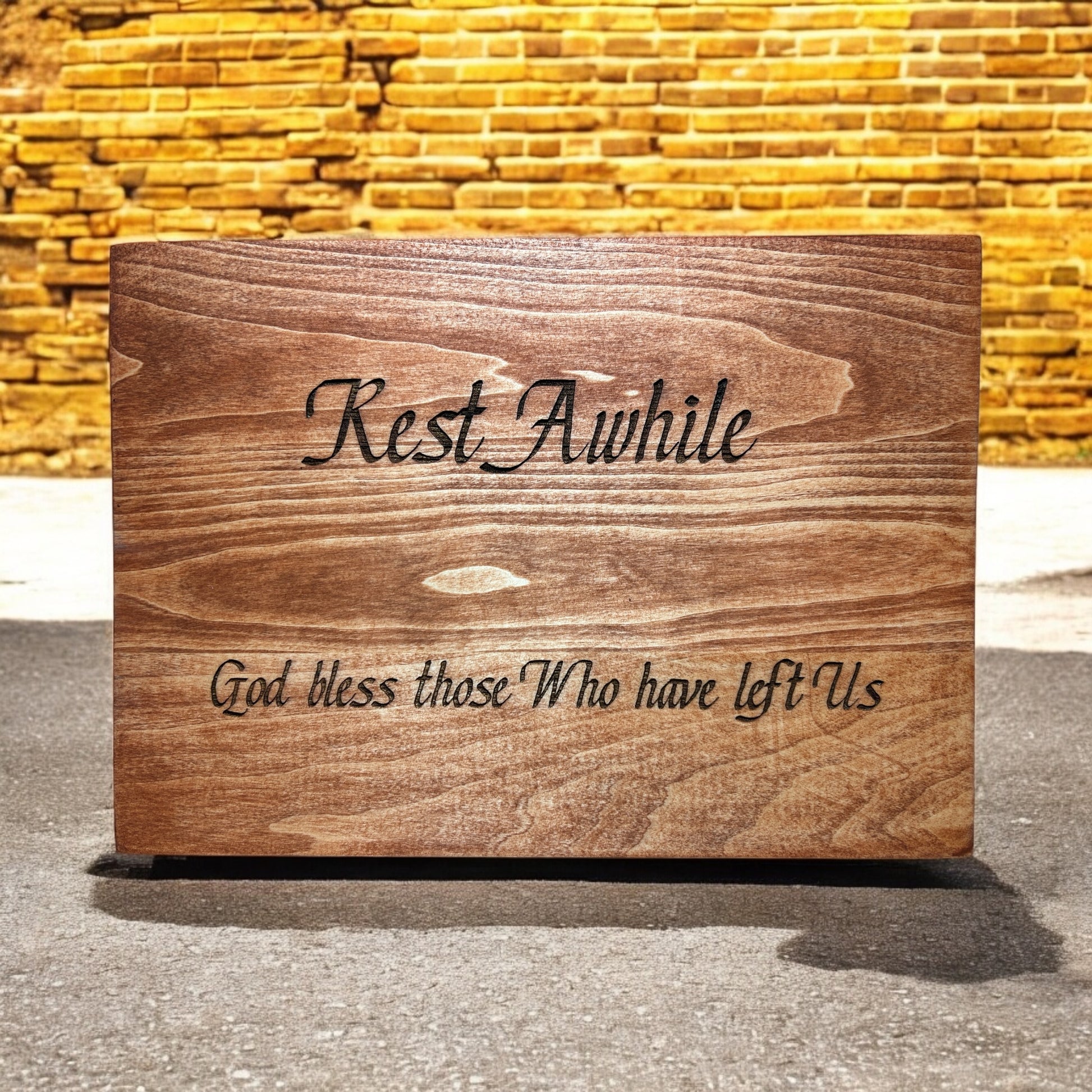 God Bless sign engraved on a personalized wooden plaque
