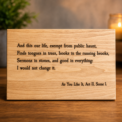 custom quote wood sign engraved with literary passage