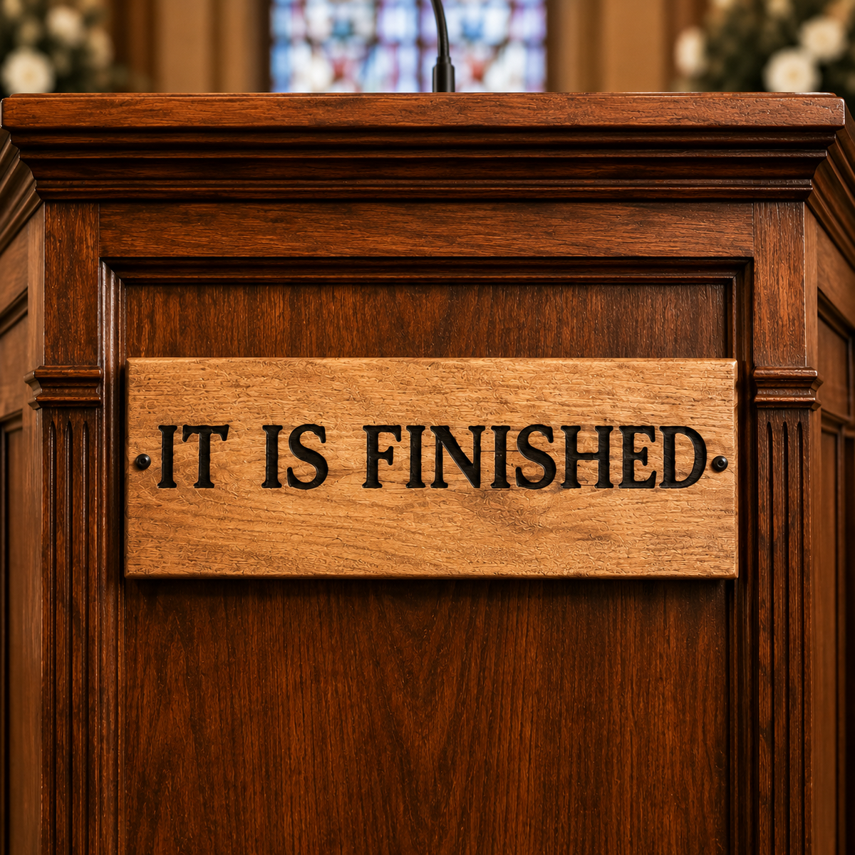 It Is Finished John 19:30 Christian wood sign with engraved lettering